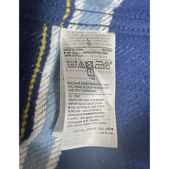 NEW Old Navy Mens Blue Plaid Lightly Lined Flannel Shirt Size L Regular Fit - Picture 9 of 10